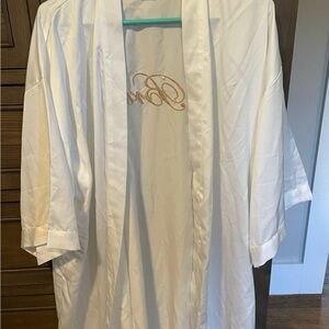 White Satin Robe with Gold Embroidery